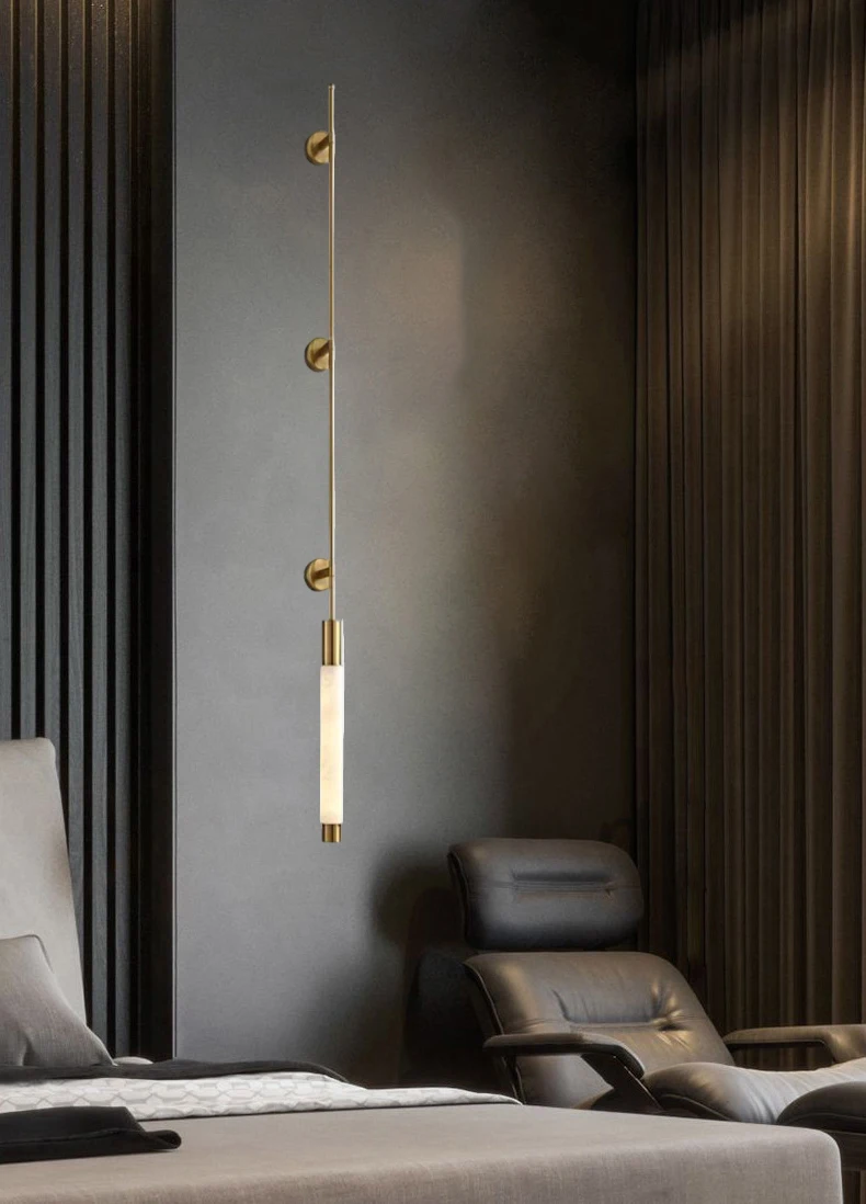 Simple Natural White Marble Wall Light Copper