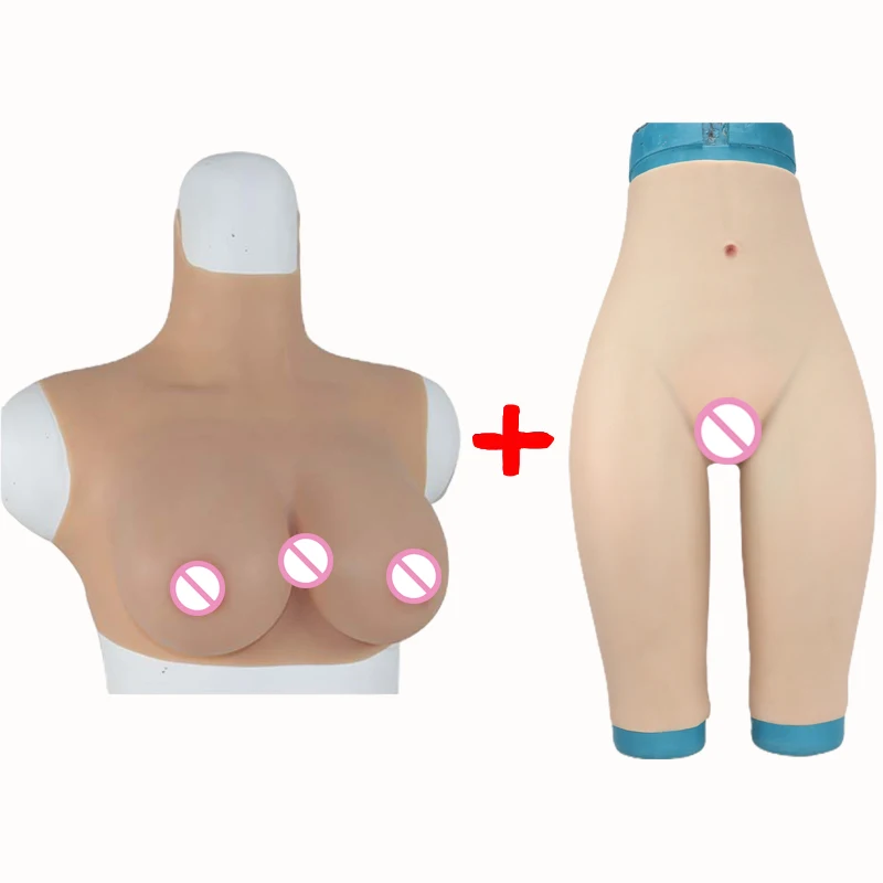 

Silicone Fake Boobs And Realistic Vagina Shapewear For Men to Women Sexy Buttock Enhancer Underwear Cosplay Transgender