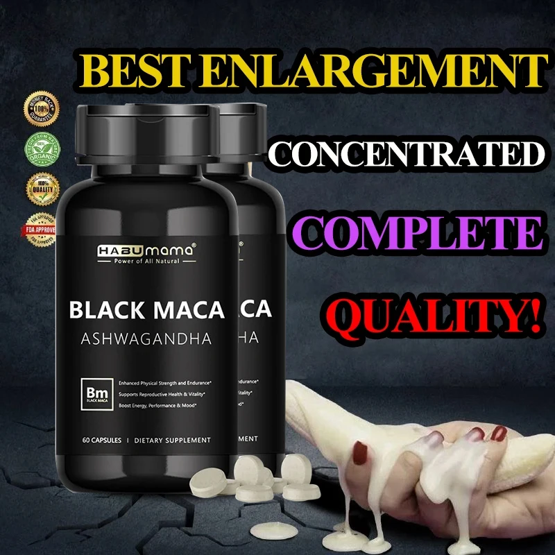 Strength Organic Black Maca Root with Ashwagandha - Highest Potency Black Maca Root Capsules for Men