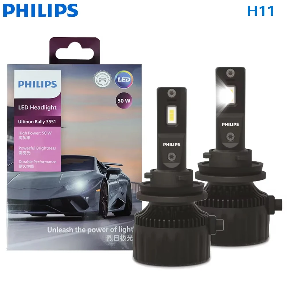 

Philips Ultinon Rally 3551 H11 Car LED Head Light 100W 9000LM High Power Super Bright White 6500K Retrofit Lamps LUM11362U3551X2