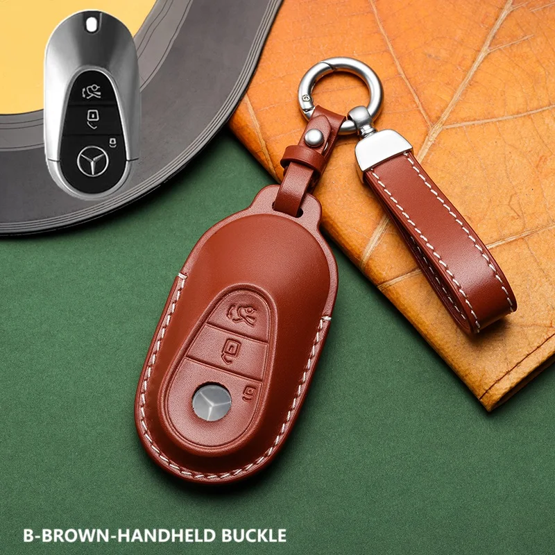 Luxury-Quality Leather Cowhide Key case Suitable for Mercedes Benz 2021 S450L/S500L/S400C Genuine Leather Key Bag