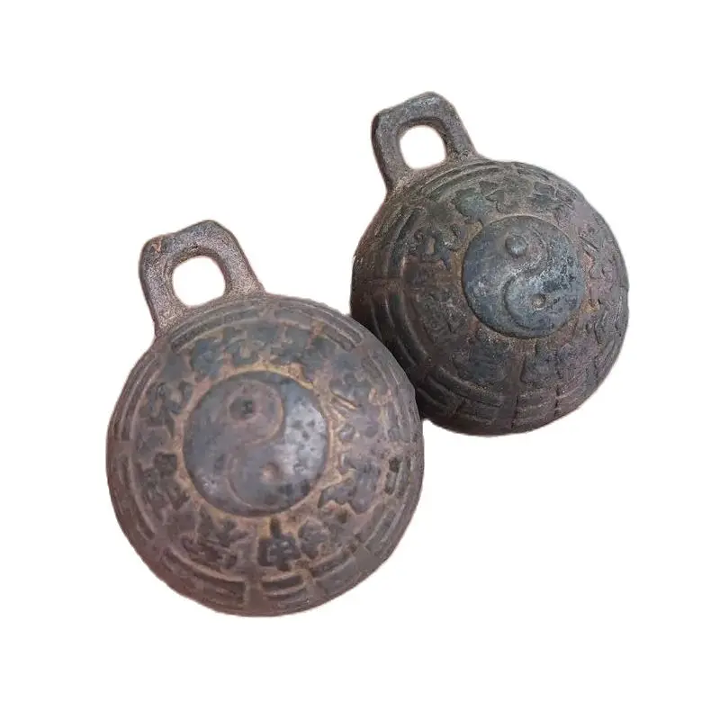 

Two Piece Boll Vintage Copper Bell Eight Diagram On Ancient War-horse Wear Equip Aeolian Bells