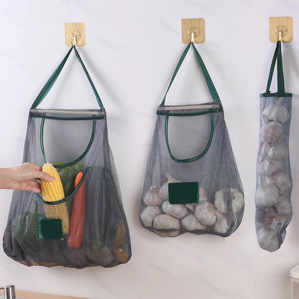 Kitchen Storage Bags Mesh Bag Hand Carry Bag Hanging Hanging Bag Hollow Breathable Kitchen Tools Fruit Vegetable Storage Bag