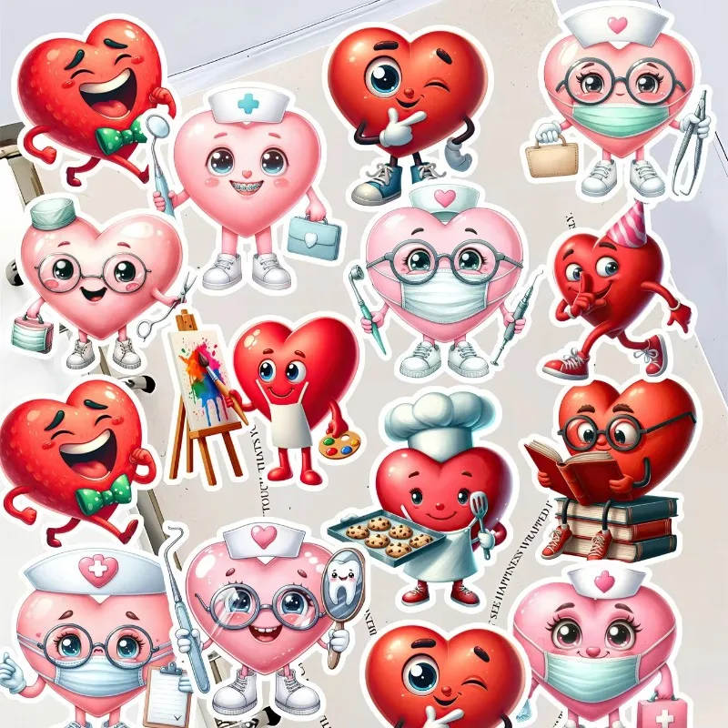 

1 Set Watercolor Cute Q Style Heart-shaped Little Person Dentist Stickers DIY Scrapbooking Journal Phone Diary Album Planner