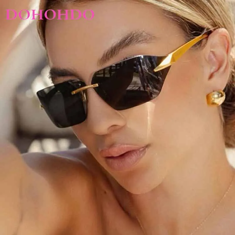 

Vintage Rimless Y2K Men Sunglasses Fashion Luxury Brand Design Outdoors Traveling Sun Glasses For Women Rectangle Shades UV400