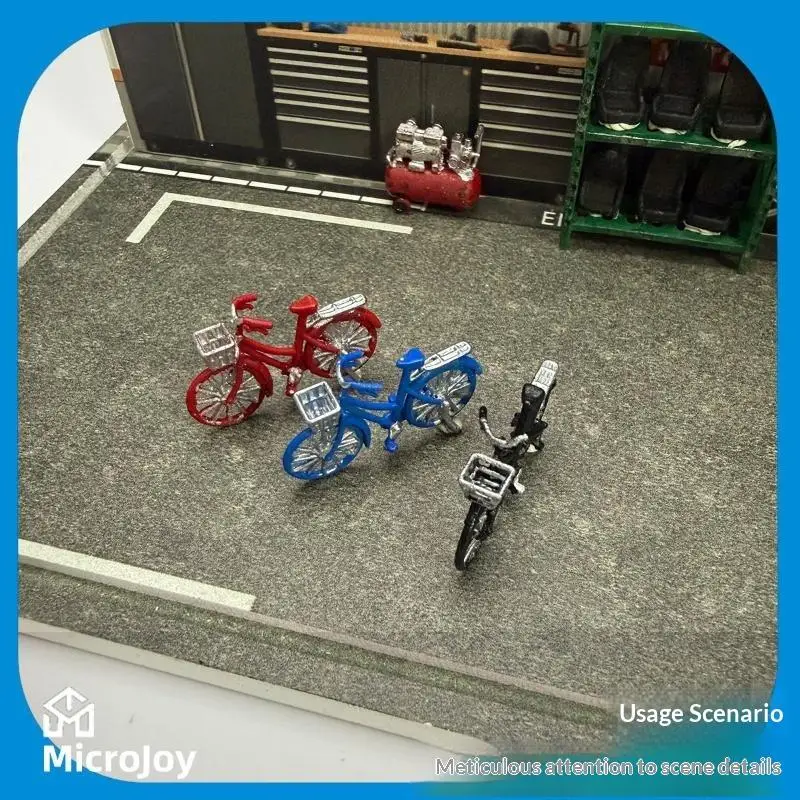 1/64 Mini Realistic Bike Model Vintage Simulation Bicycle Decor for Micro Scene Diorama Hobby Collection Accessory