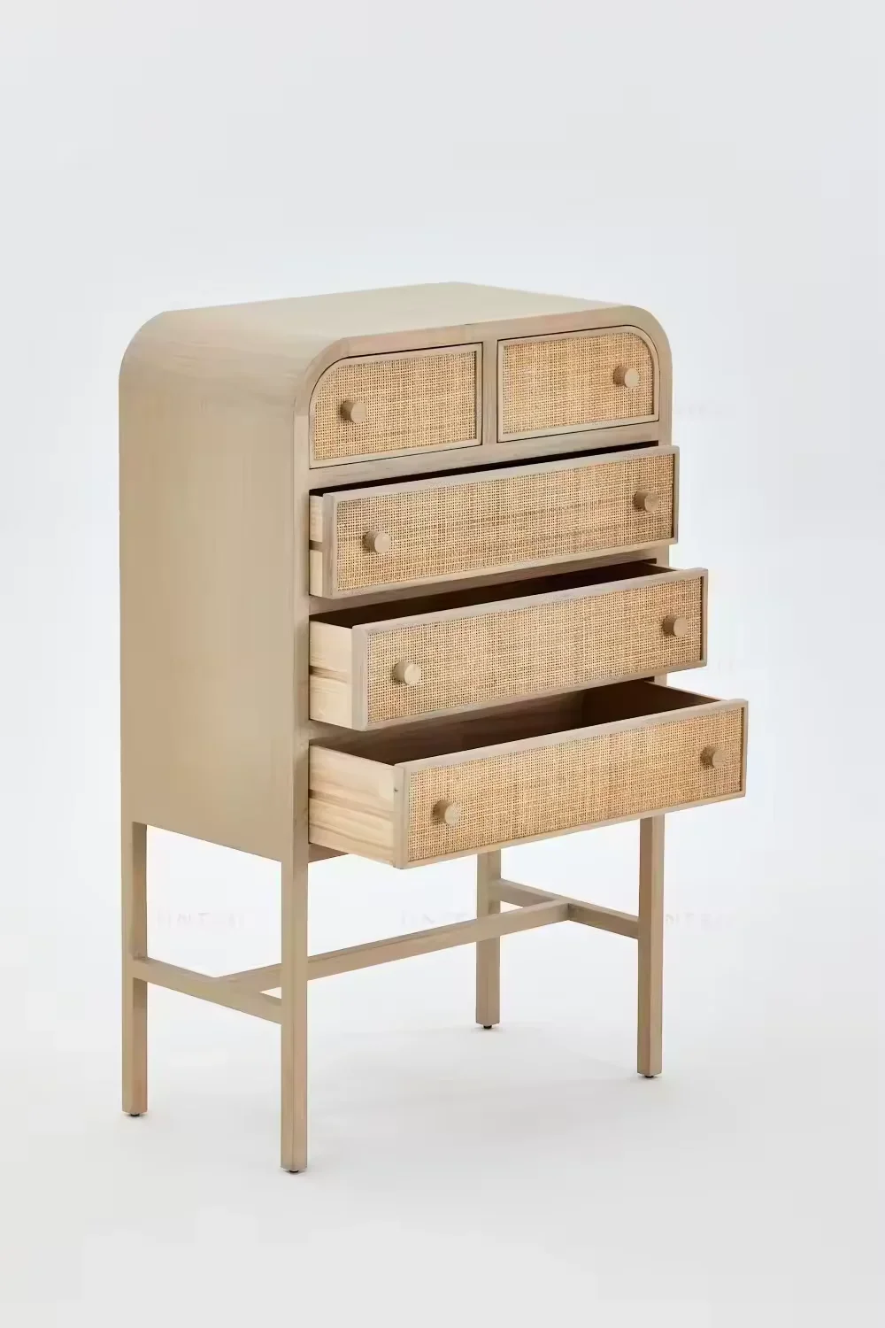 Nordic Wood Sideboard Storage Cabinet Natural Oak Birch Rattan Drawers Organic Accent Home Furniture