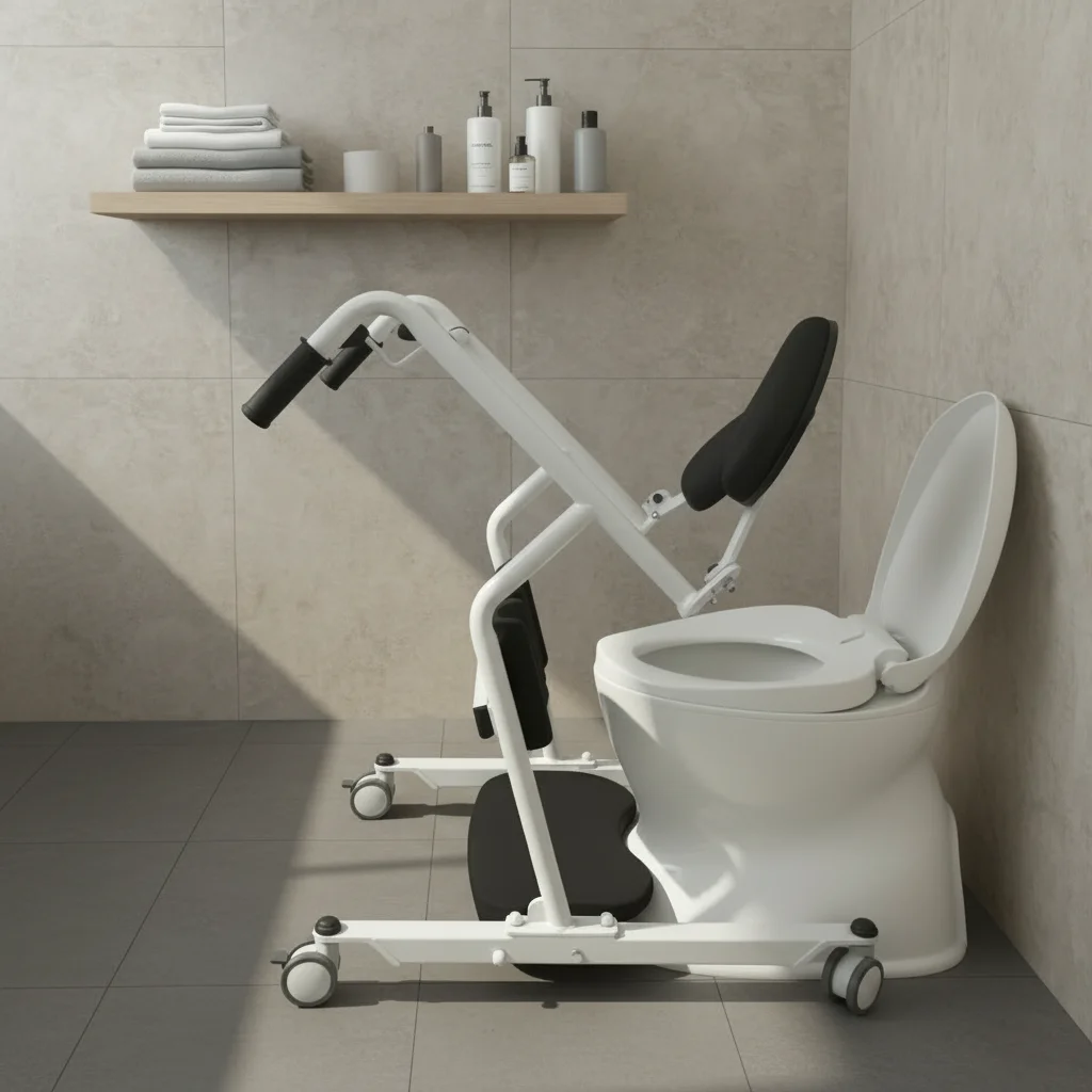 Stand-up transfer chair with  lift assist to ensure the safety of caregivers and patients for portable patient transfer