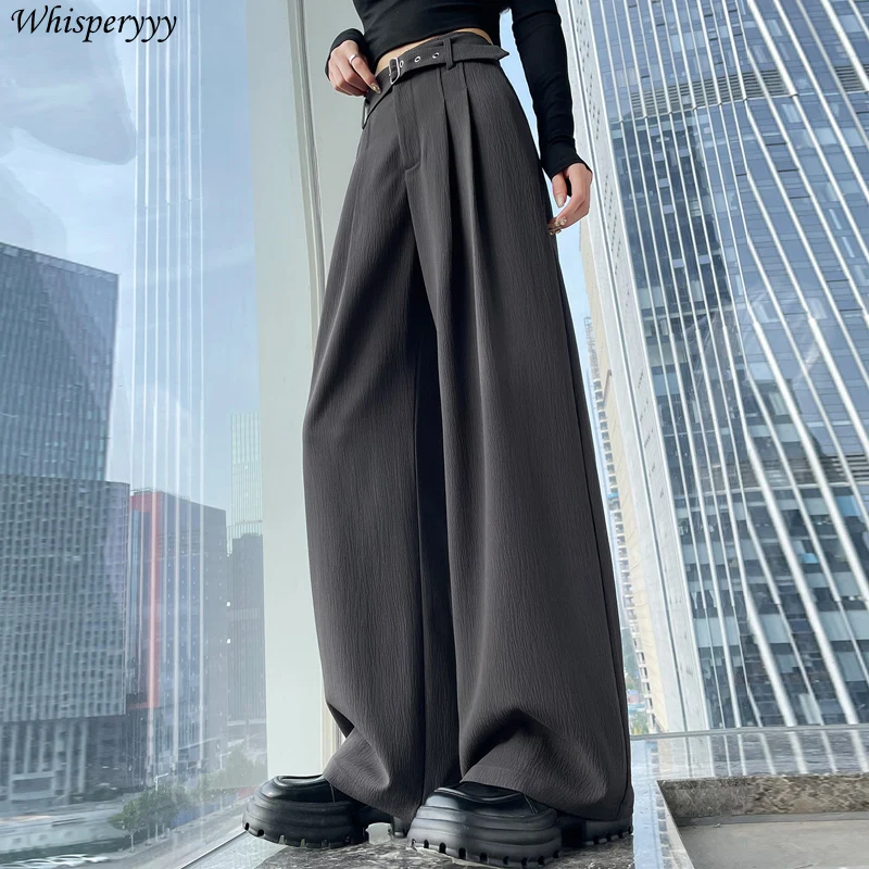 

2025 Spring and Summer New Textured Suit Pants Women High-waisted Wide-leg Pants Straight Casual Trousers Fashion Female