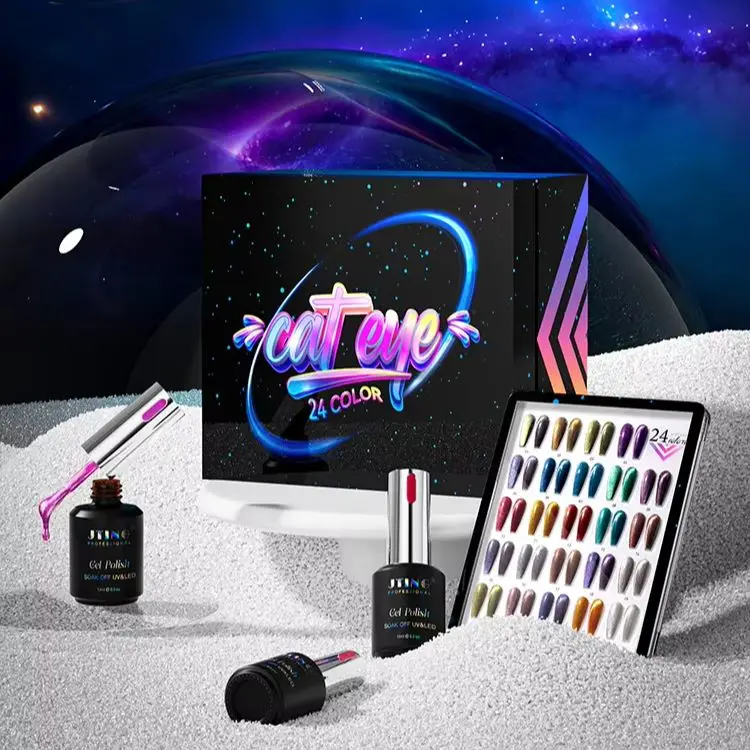 Jting Secret Realm Dream 24 Color Crystal Magnetic Gel Nail Polish Set With Color Book For Professional Salon Uv Led Cat Eye Gel