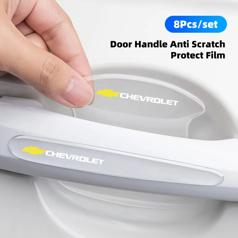 Película de TPU para manija de puerta de coche, pegatinas antiarañazos para Chevrolet Spark Captiva Cruze Malibu Equinox Trax Camaro Blazer, 8 Uds.