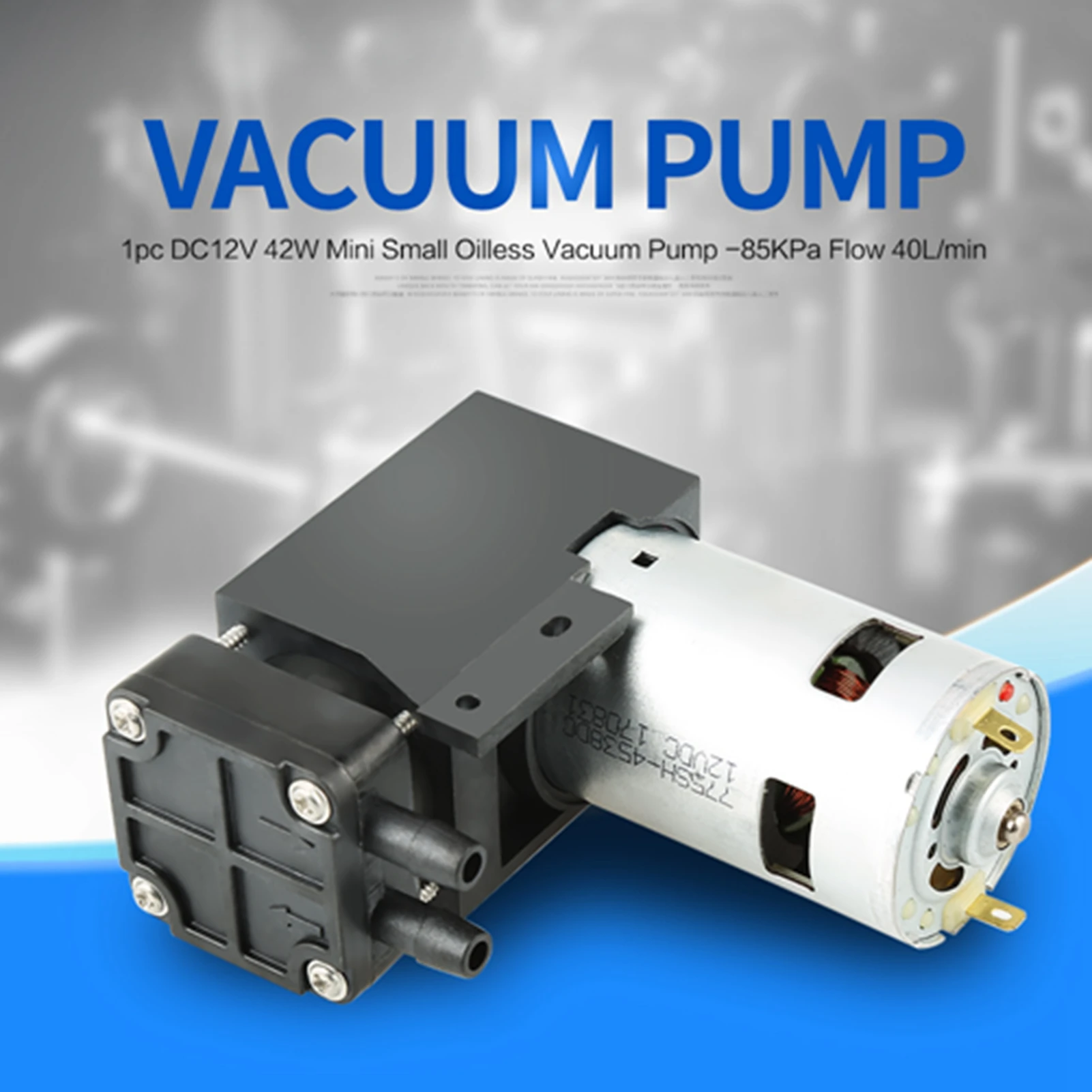 1pc DC12V 42W Mini Small Oilless Vacuum Pump ‑85KPa Flow 40L/min