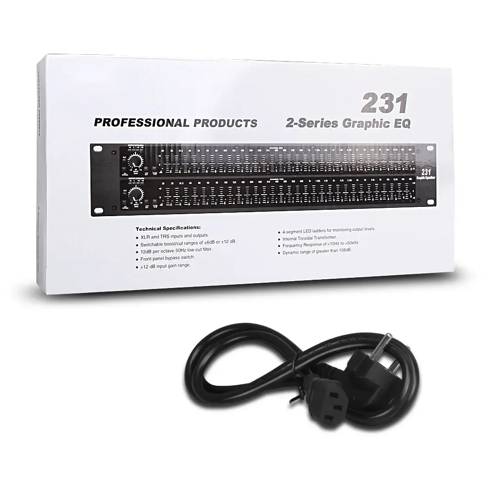 Paulkitson Equalizer EQ231 Pro Audio DBX Equalizer Amplifier Audio Professional Slider Controls 2U Sound Equalizer