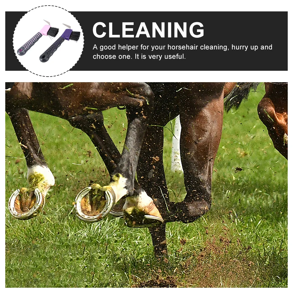 

2pcs Horse Hoof Cleaning Brush Stiff Bristles Deep Dirt Removal Tool For Horse Grooming Handle Portable Hoof Pick