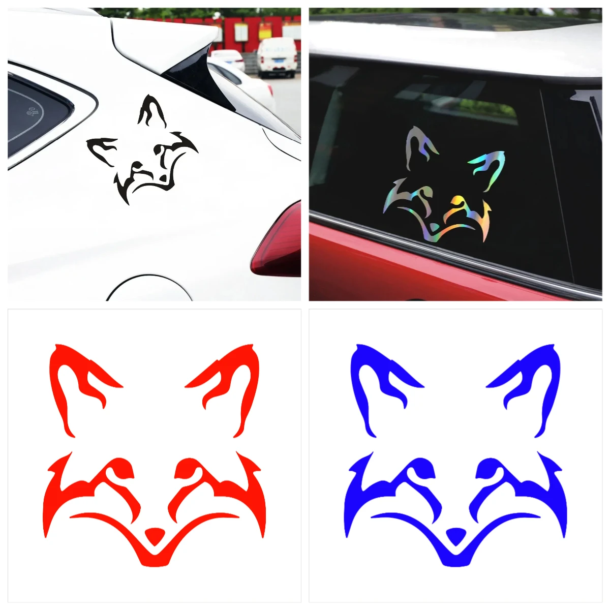 

Car Stickers Decor Motorcycle Decals Cute Fox Face Decorative Accessories Creative Sunscreen Waterproof PVC,