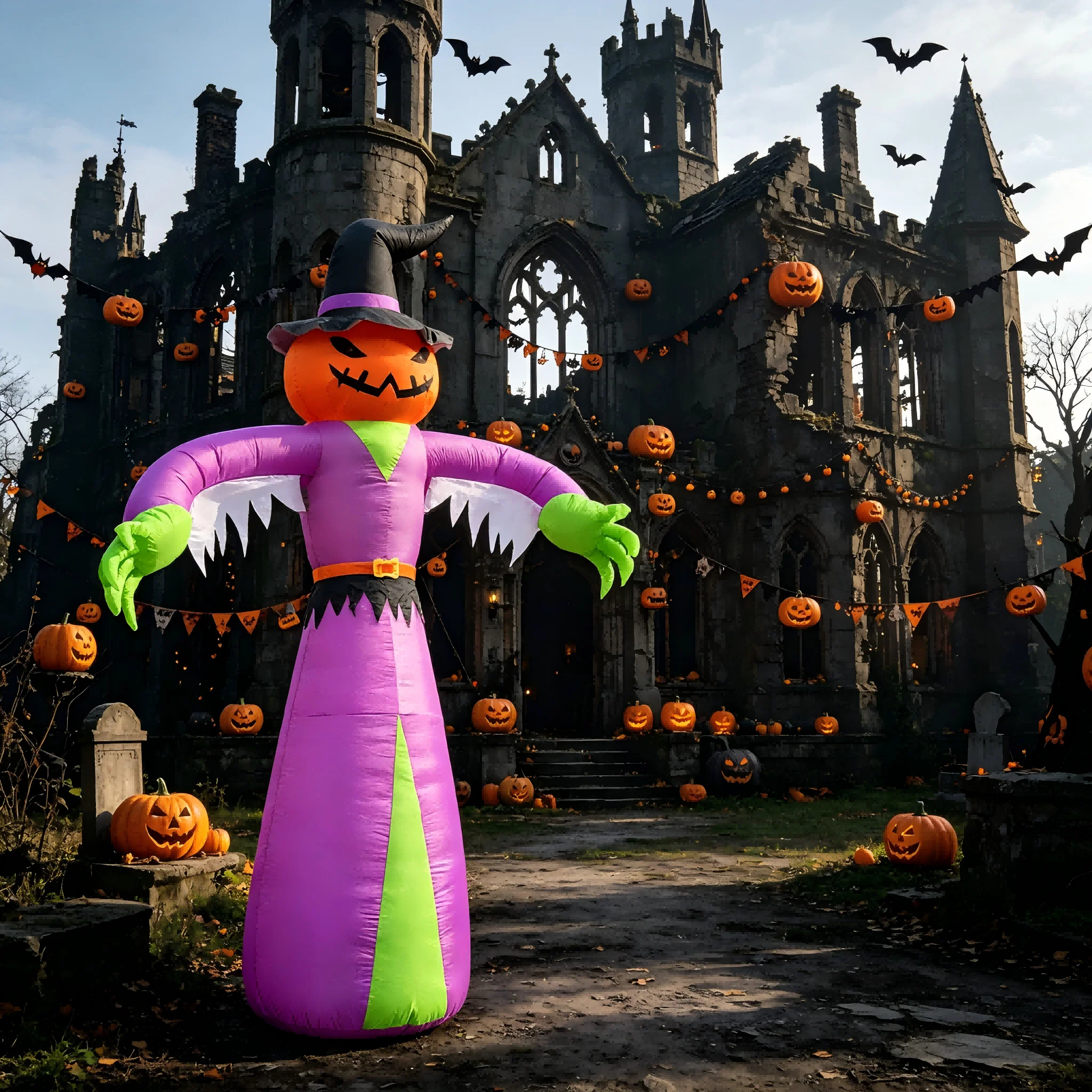 12 FT Giant Halloween Inflatab - Outdoor Lighting Halloween 评论和价格
