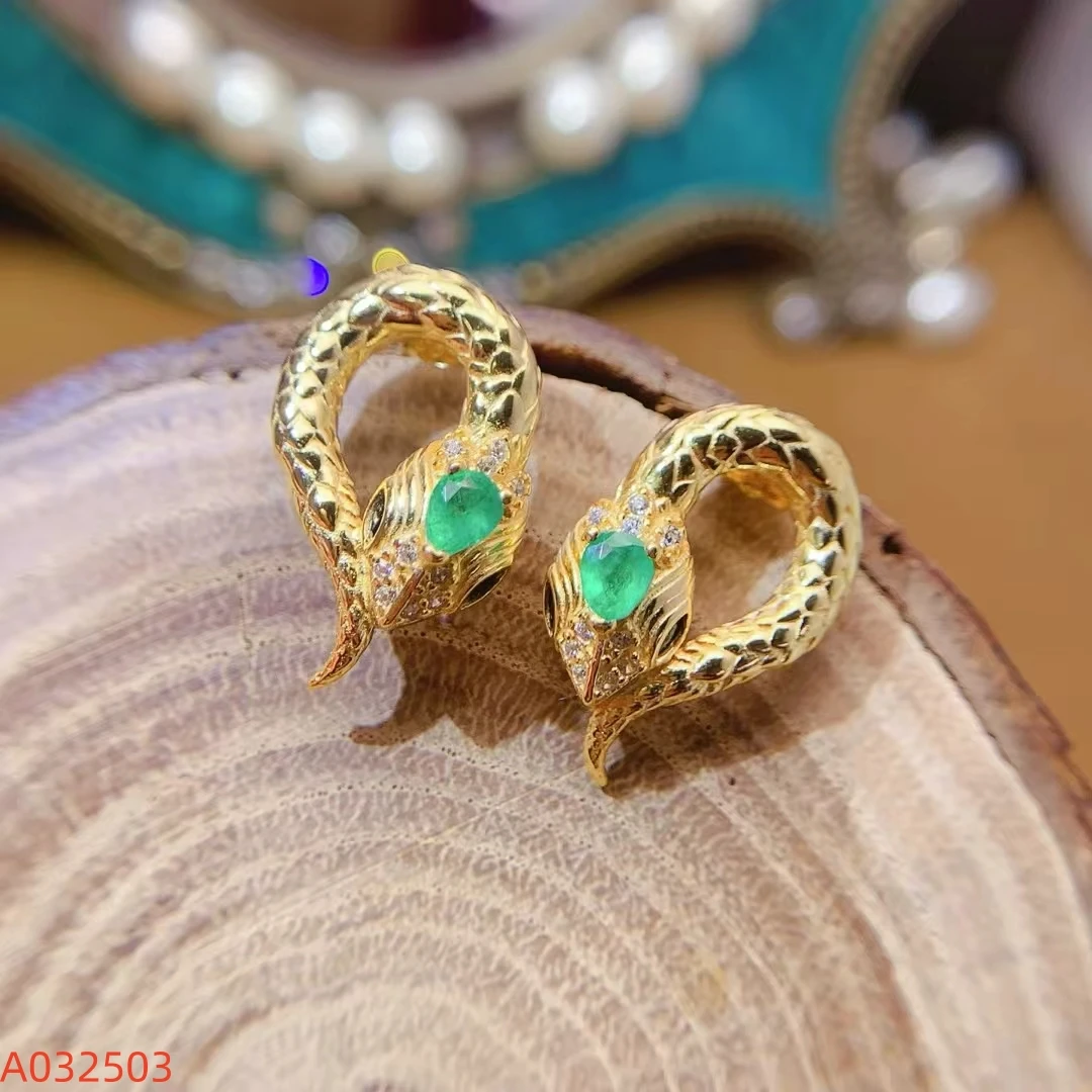 

KJJEAXCMY Natural Emerald Women's Earrings S925 Pure Silver High Clarity Gems Inlaid Jewelry Support Testing Birthday Party