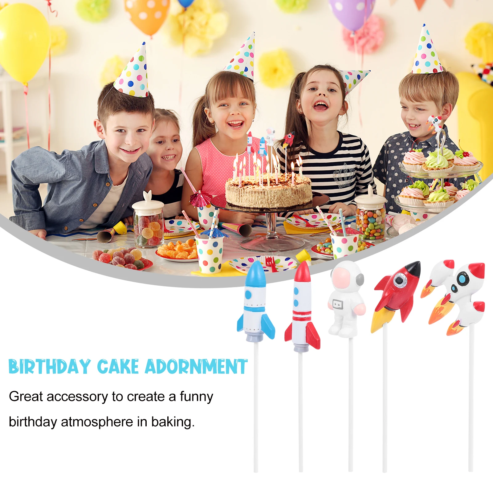 

4pcs Cake Decorations Astronaut Resin Figurines Birthday Craft Adornment Toppers For Cupcake Muffin Party Picks Dessert