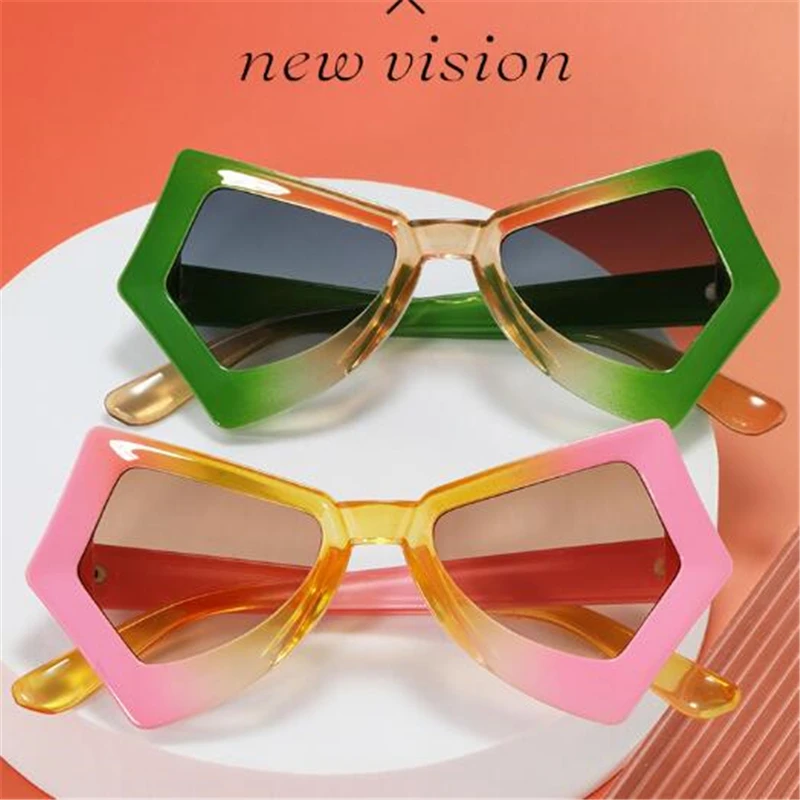 

New butterfly cat-eye sunglasses for women Fashion polygon luxury glasses unisex purple shade