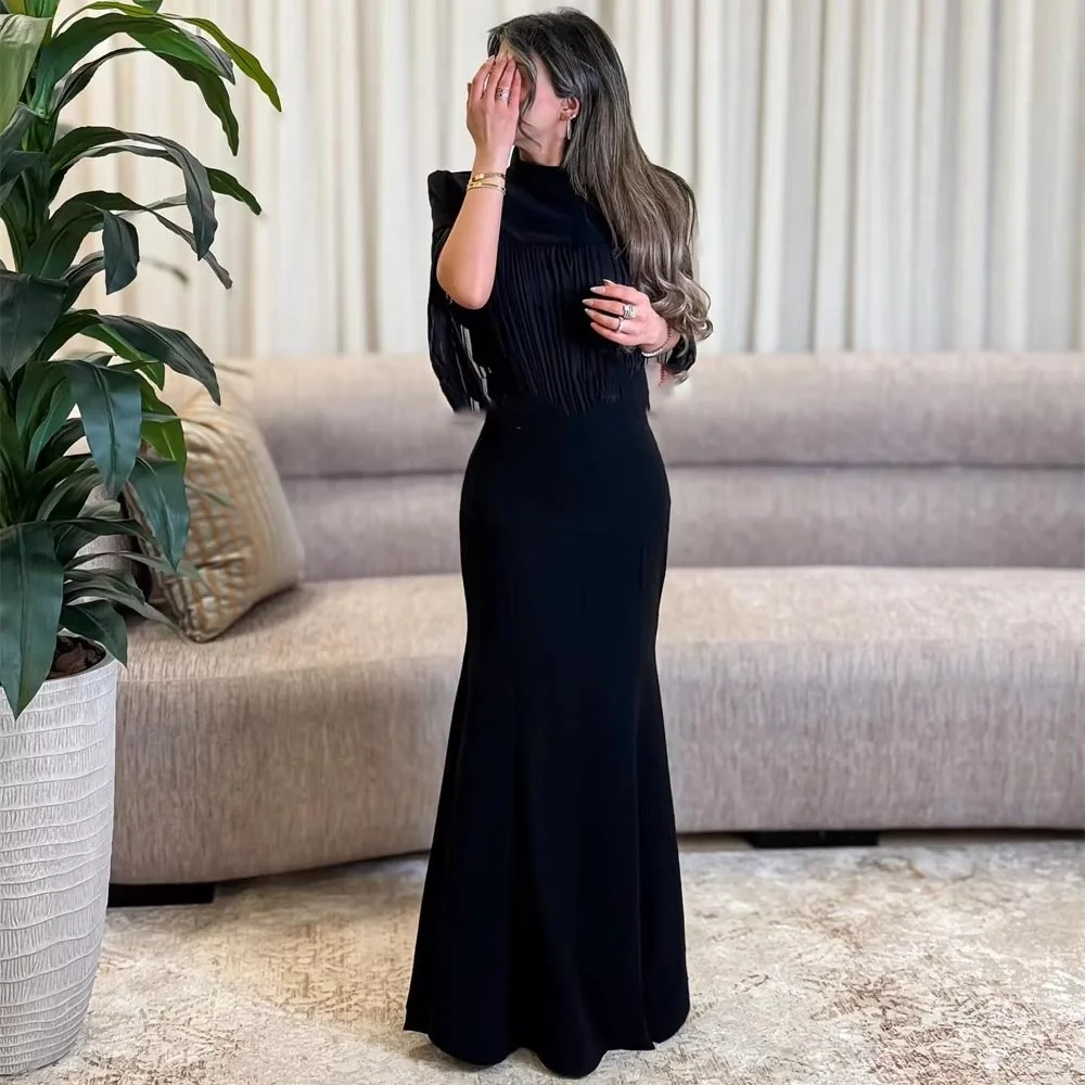 ベストセラーエレガントな O ネックイブニングドレス魅力的なフリルウエディングドレス絶妙なハーフスリーブパーティードレス فساتين سهرةカスタマイズ