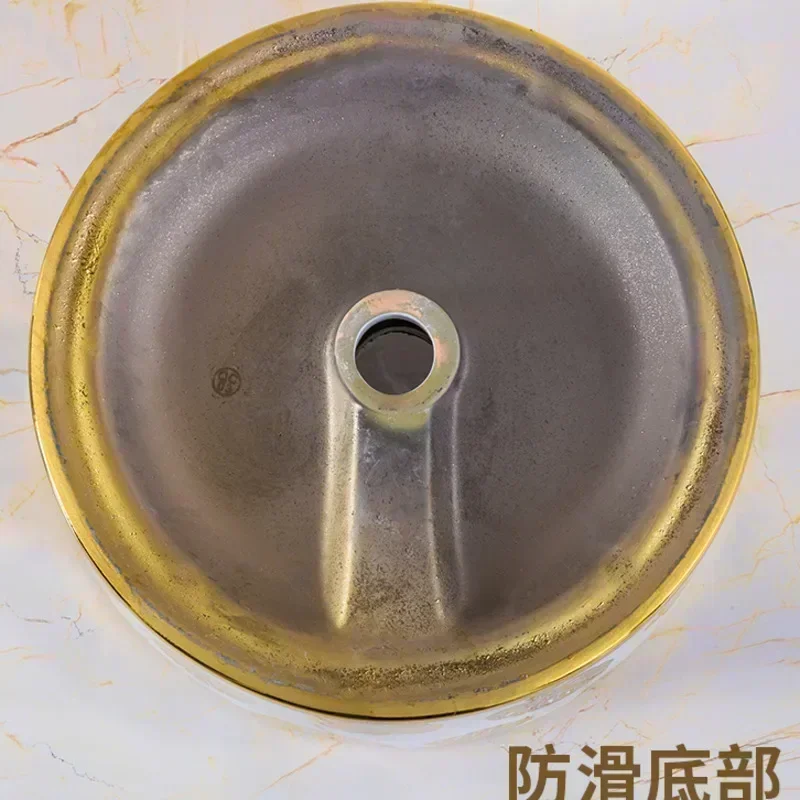 

Nordic Luxury Bathroom Sinks Gold Ceramic Hotel Art Basin Toilet Creative Wash Basin Bathroom Sink