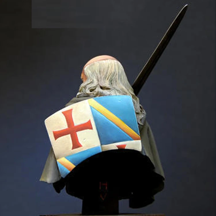 1/12 Jacques Bernard de Molay, อัศวินเทมพลาร์, CRUSADER สีแดง, หุ่นเรซินรูปปั้นครึ่งตัว GK, ชุดประกอบและไม่ได้ทาสี