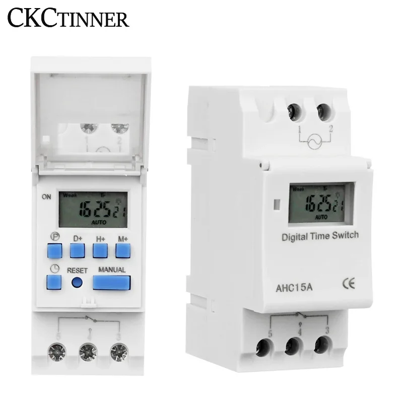 LCD Digital Timer AHC15A Programmable TIME Relay Timer Switch Controller 12V 24V 48V AC 110V 220V Electronic Weekly Counter