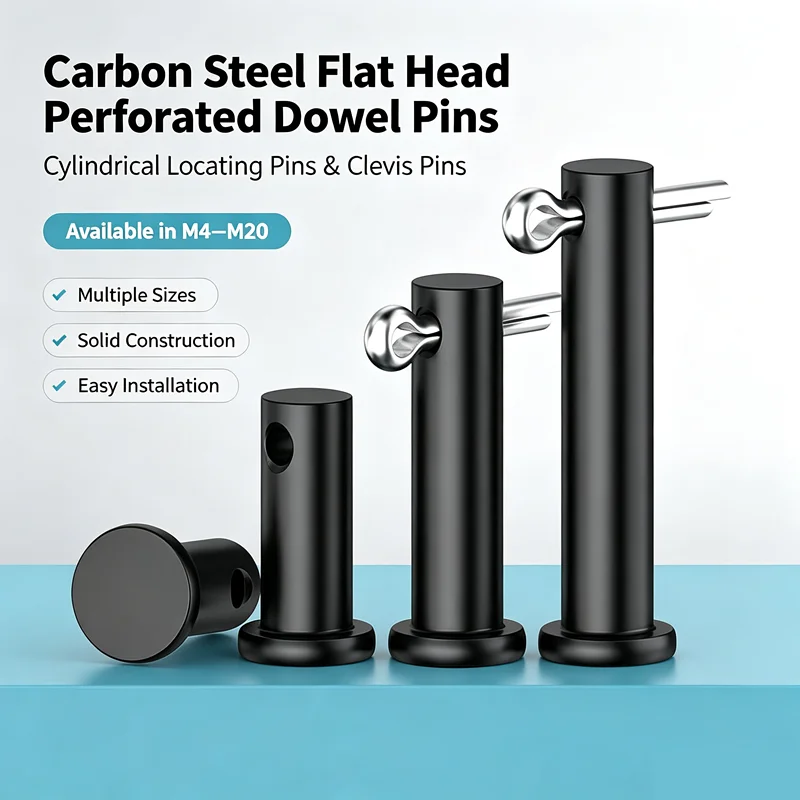 Carbon Steel Flat Head Perforated Dowel Pins Cylindrical Locating Pins Clevis Pins Hardware Fasteners M4-M20