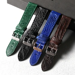 Handmade Ostrich Foot Genuine Leather Watchband, 18 19 20 21 22MM, Vintage Blue-Green Brown Vintage Men's Bracelet