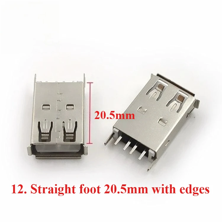 10PCS USB 2.0 4Pin AF Female Socket 180 Degree Vertical Insertion for 13.0/13.7/15.0/17.5/19.6 Series - USB Socket Connectors