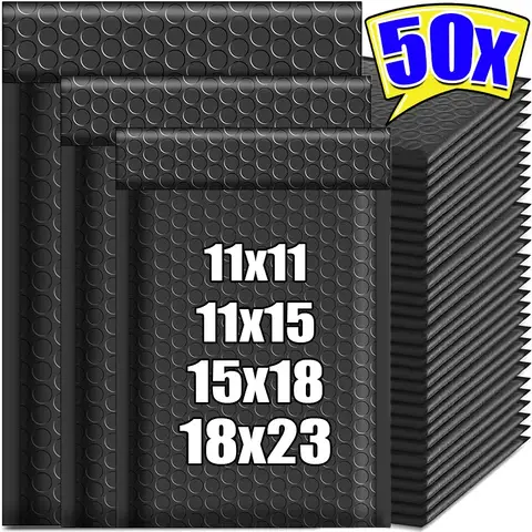 50/10pcs 셀프 인감 포장 가방 블랙 화이트 버블 봉투 가방 방수 메일러 배송 봉투 파우치 보관 주최자