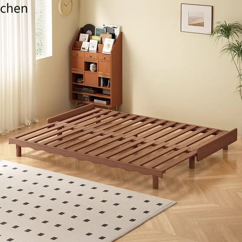 HXL Multifunctional Ash Wood Solid Wood Sofa Bed Foldable Extendable Double Bed