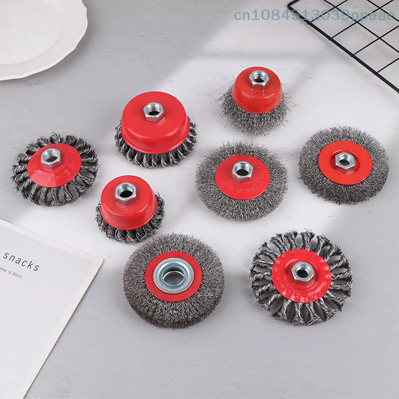 

M14 Steel Wire Cup Brush 75/100mm Powerful Paint Removal Abrasive Twisted Wire Wheel Rotary Tool for Angle Grinder