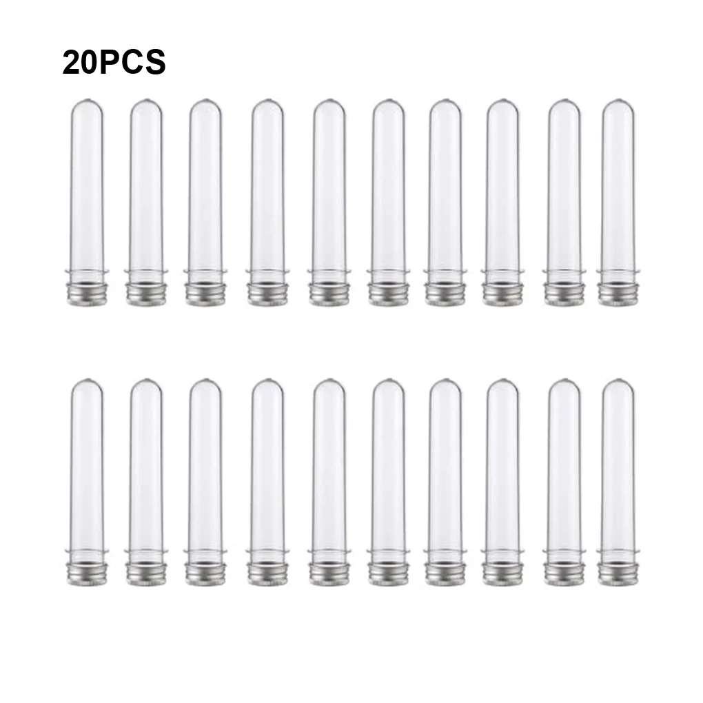 20pieces Clear And Transparent Test Tubes For Convenient Candy And Spices Storage With Screw Caps