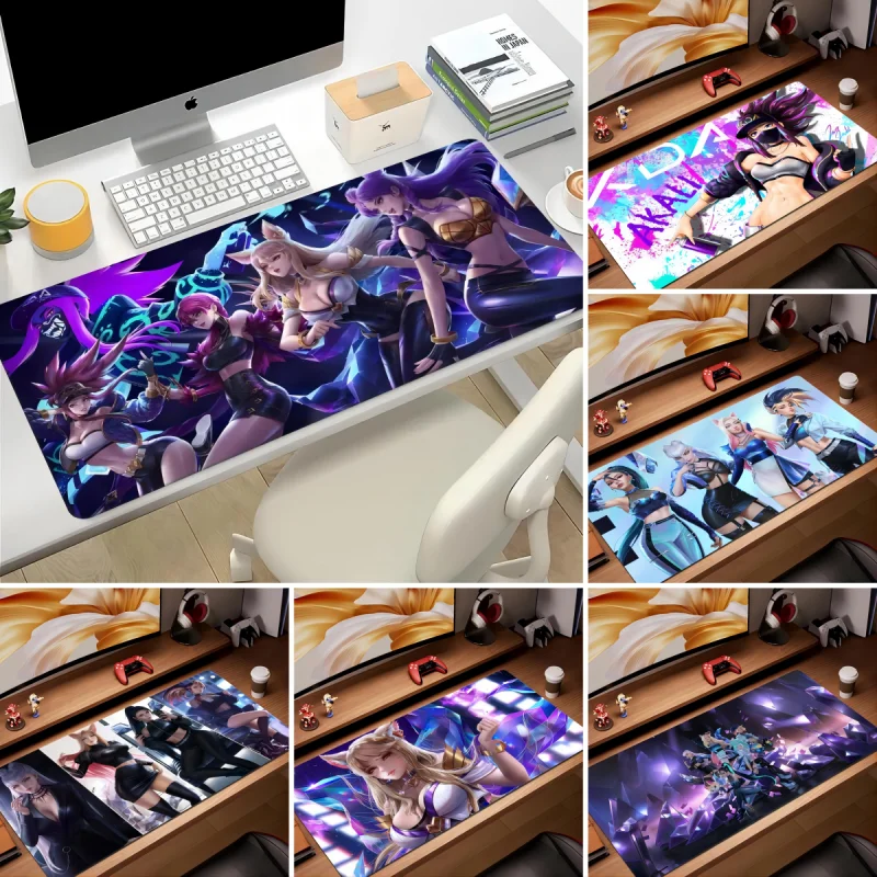 LOL KDA ALL OUT K/DA Mouse Pads Big Mouse Pad Gaming Mat Company Mousepad Mouse Carpet Computer Accessories Large Long Deskmat