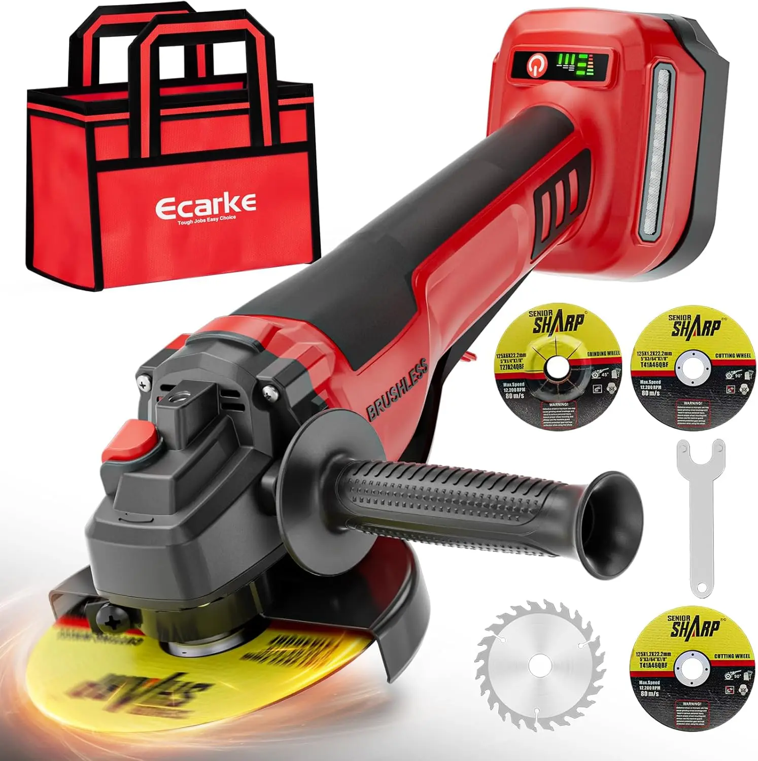 

Cordless Angle Grinder 4-1/2" 5" Brushless Motor Paddle Switch for Milwaukee 18V Battery (Tool Only)