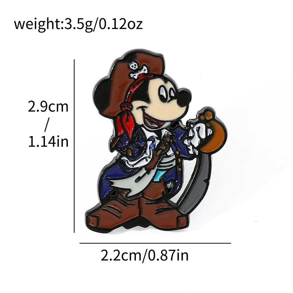 Simpatica Disney Topolino Minnie Spilla in metallo Smalto Borsa da ragazzo Decorazione fresca Figura di cartone animato Serie pirata Perni distintivi in lega di olio a goccia