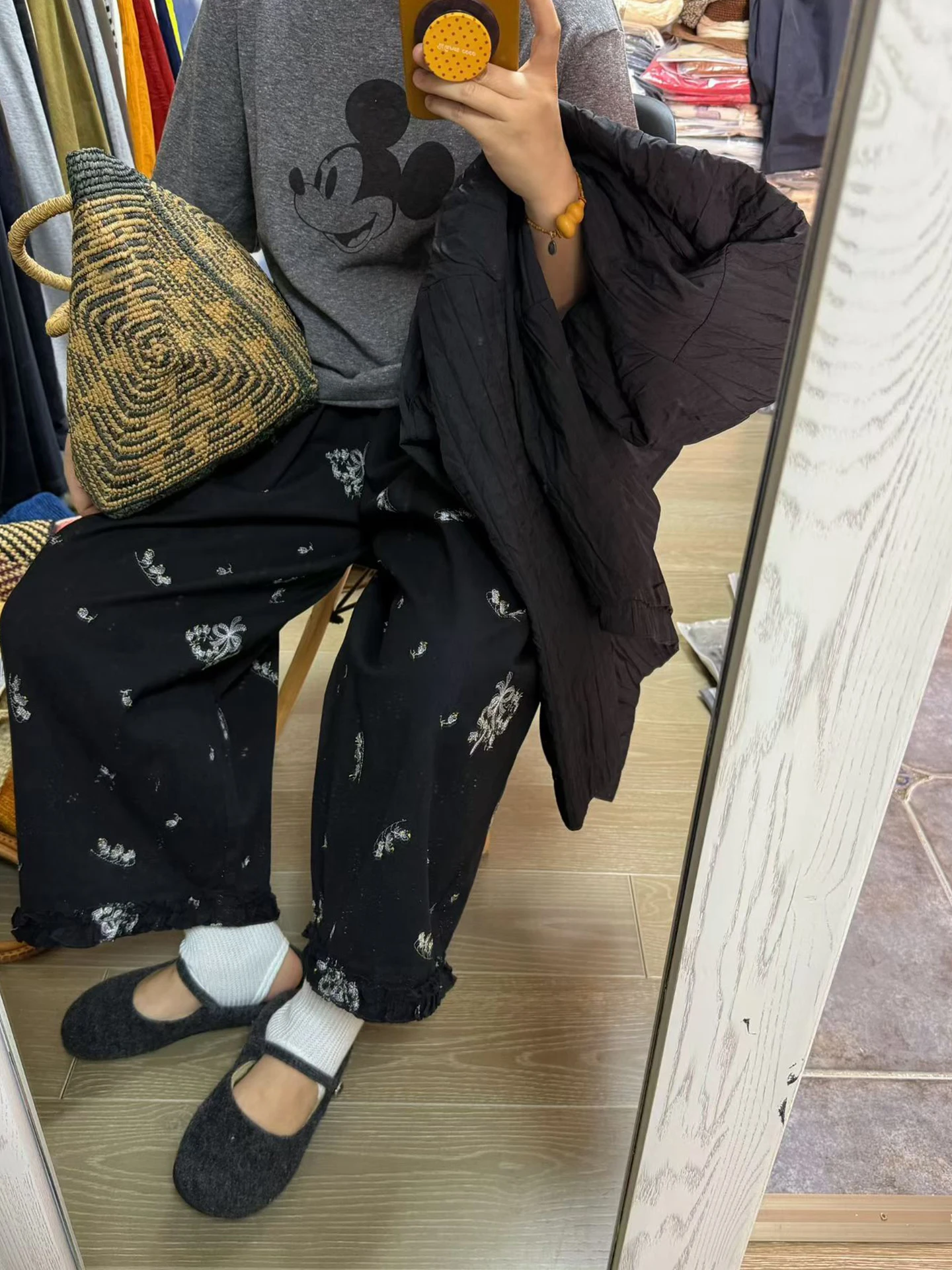 Spring Summer Grey Cartoon T-Shirt Black Lace Trim Pants plus Size Women's Fashion Casual Comfortable Breathable Clothing view 2