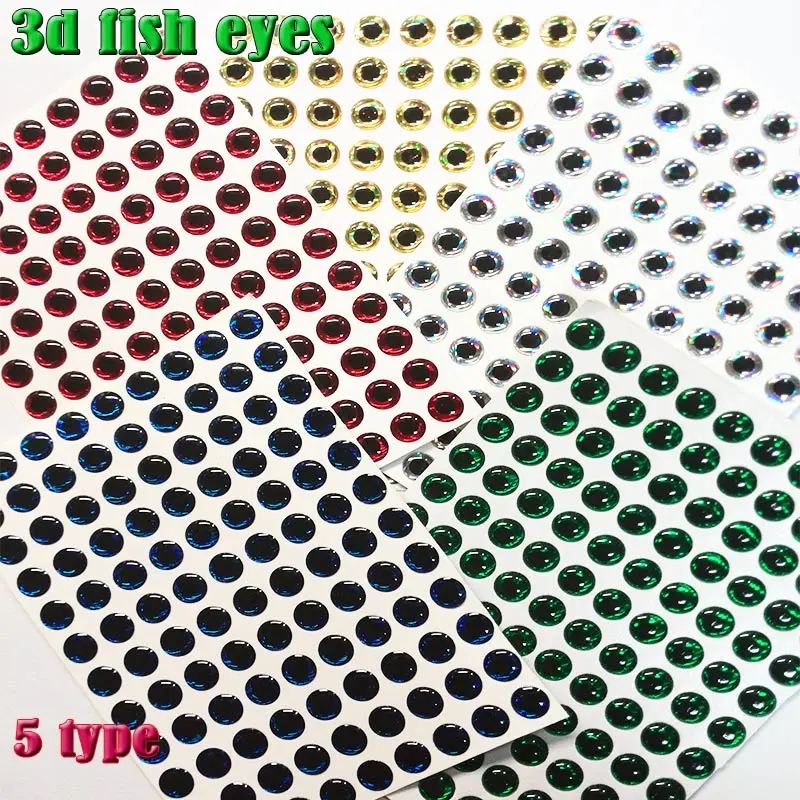 

2023NEW 3D fish eyes 5 types color blue green silver red gold lure eyes 500pcs/lot