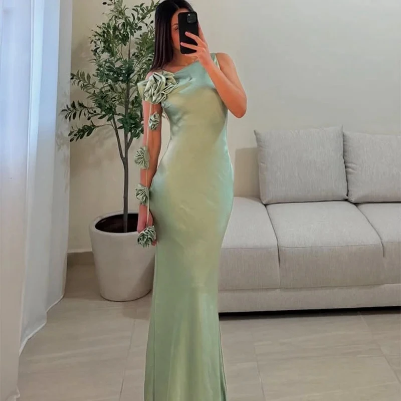 فساتين سهرة عربية سعودية مثيرة حسب الطلب فساتين سهرة فساتين حفلات رسمية للنساء ثلاثية الأبعاد بدون أكمام فستان حفلات