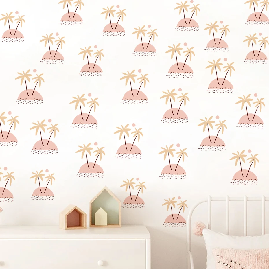 

Boho Pink Coconut Palm Tree Children Wall Stickers Nursery Wall Decals Kindergarten Kids Bedroom Interior Home Decor