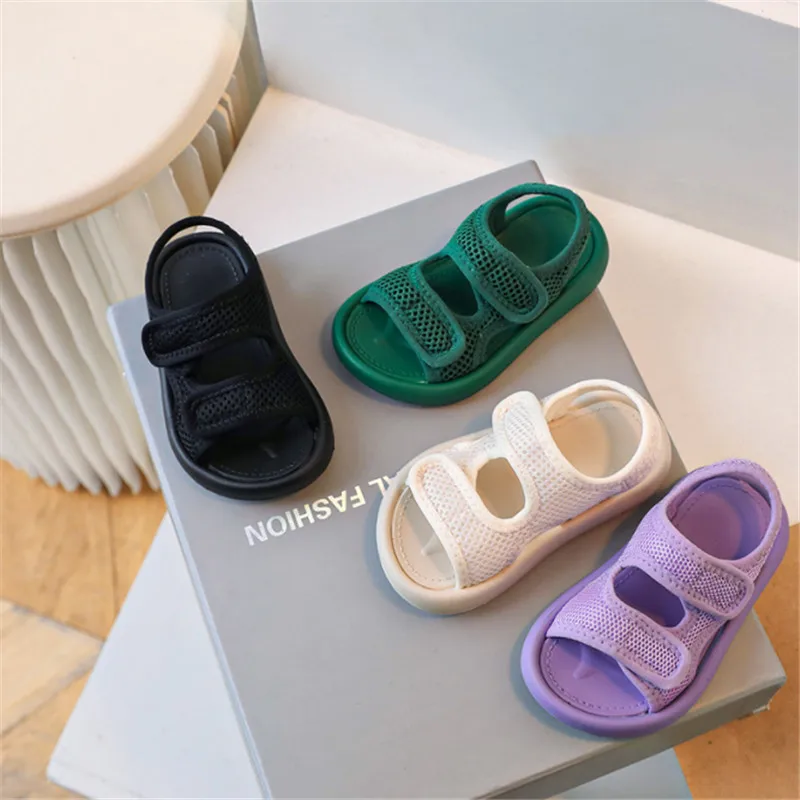 

2023 New Summer Children Sandals Mesh Breathable Girls Shoes Soft Sole Oudoor Boys Beach Sandals Fashion Toddler Baby Shoes