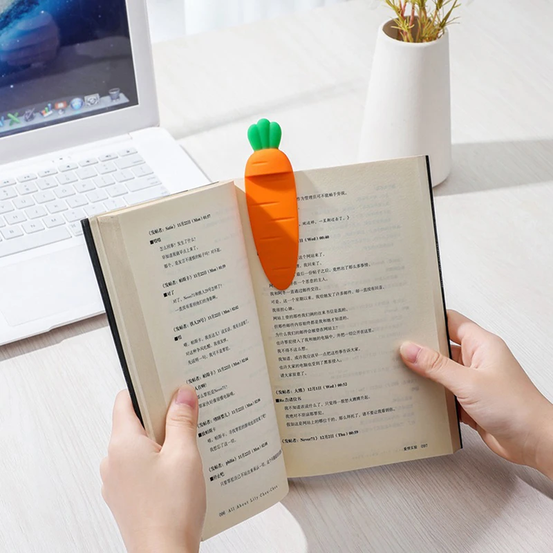 Kawaii Cartoon Silicone Carrot Bookmark For Student Book Holder Binder Index Divider Reader Stationery Office School Supplies