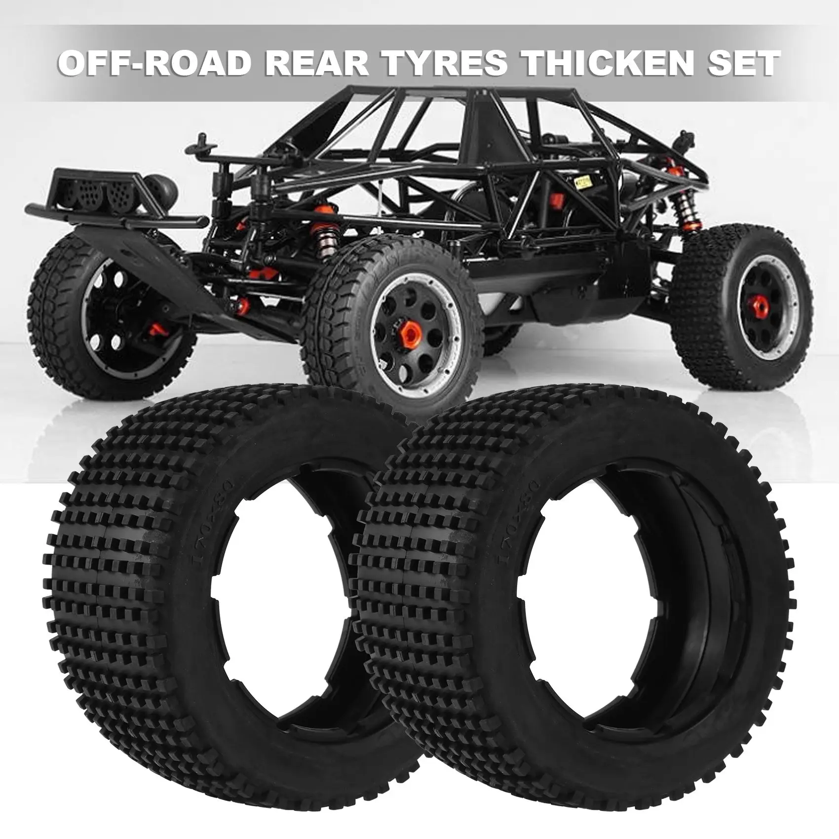 Off-Road Rear Tyres Thicken Skin Set for 1/5 HPI ROFUN BAHA ROVAN KM Baja 5B Truck Spare Toys Parts