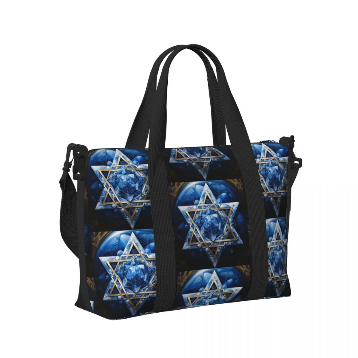 

Decorative Star Of David Holiday Print Beach Travel Bag Large Capacity Tote Bag for Gym Sport Women Shopping Duffle Shoulder Bag