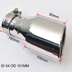 1 Pc Car Modified Flashed Outlet Edge Stainless Steel Exhaust Pipe Curly Shiny Angled Muffler Tip