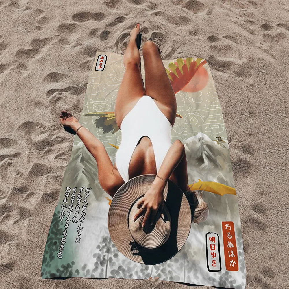 P--Pokemon Game Cool Microfiber Blanket Quick Drying Beach Towels Oversized Printing Super Absorbent Pool Towel Blanket