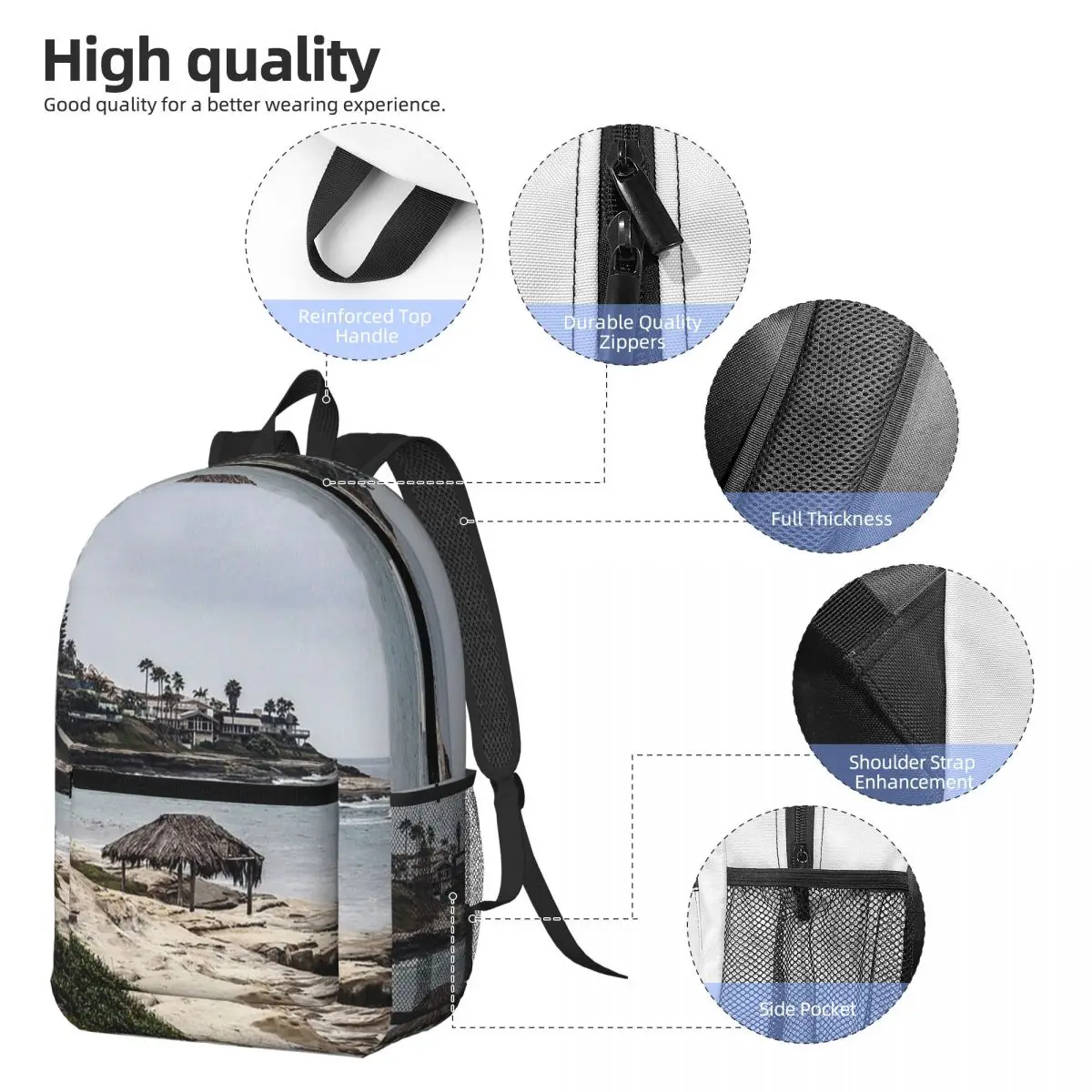 Before The Sun Comes Out In La Jolla Backpack Student BookBag Kids School Bag Laptop Shoulder Bags for Men Women