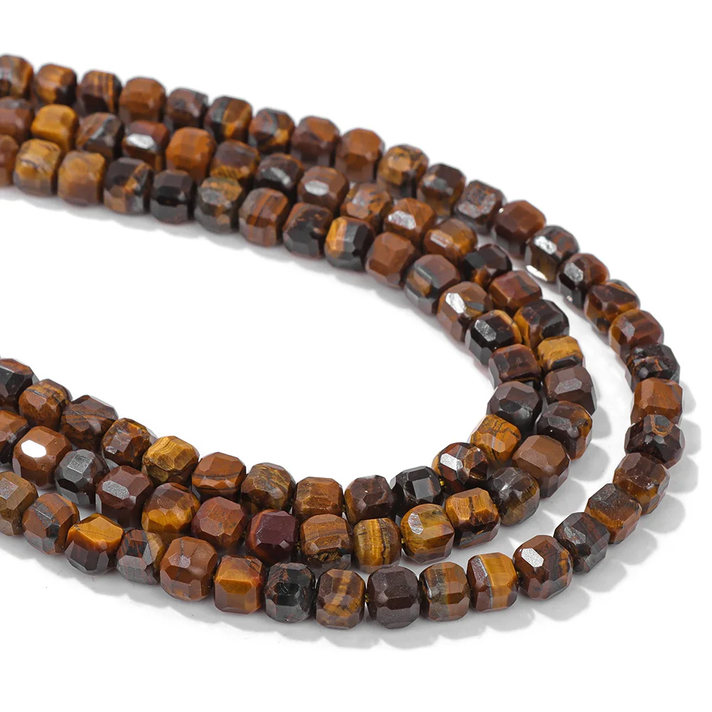 Natural Tiger Eye Cube Stone Bead 5mm Faceted Square Loose Spacer Beads For Jewelry Making Necklace Bracelets DIY Handmade 60pcs image 5