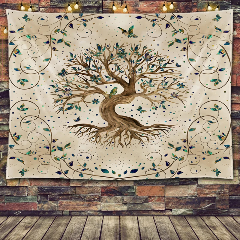 Tree of Life Wall Tapestry Psychedelic  Kawaii Room Decor Aesthetic Large Mandala Witchcraft Wall Hanging For Home